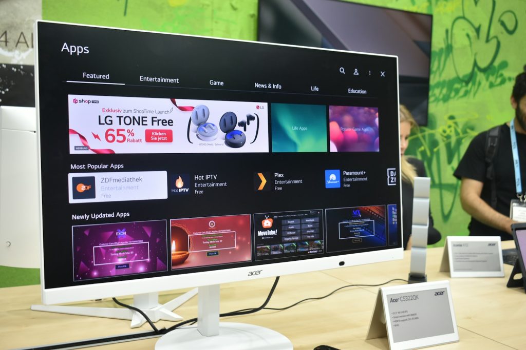 A computer monitor displaying an app store interface.