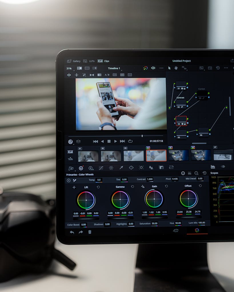 A close-up view of video editing software displayed on a computer monitor.