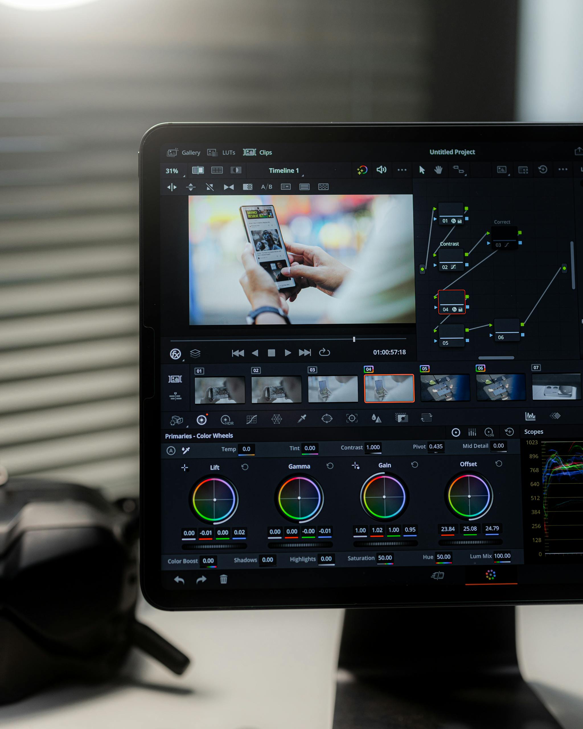 A close-up view of video editing software displayed on a computer monitor.