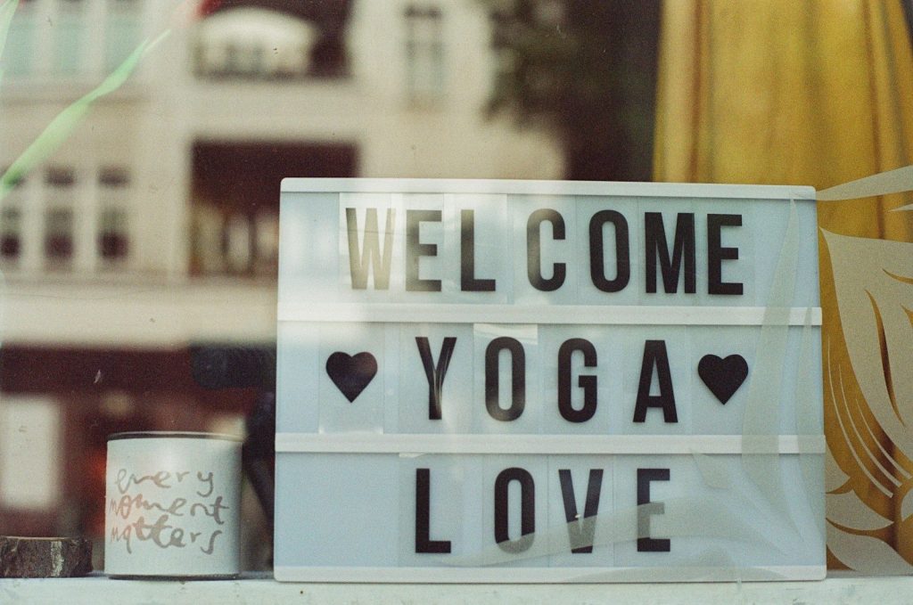 a sign on a window