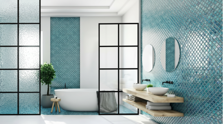 Black Grid Shower Door