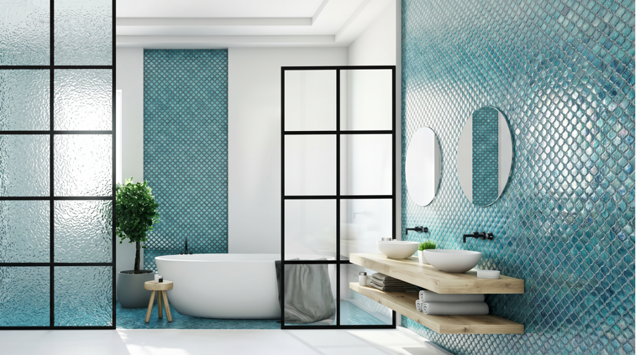 Black Grid Shower Door
