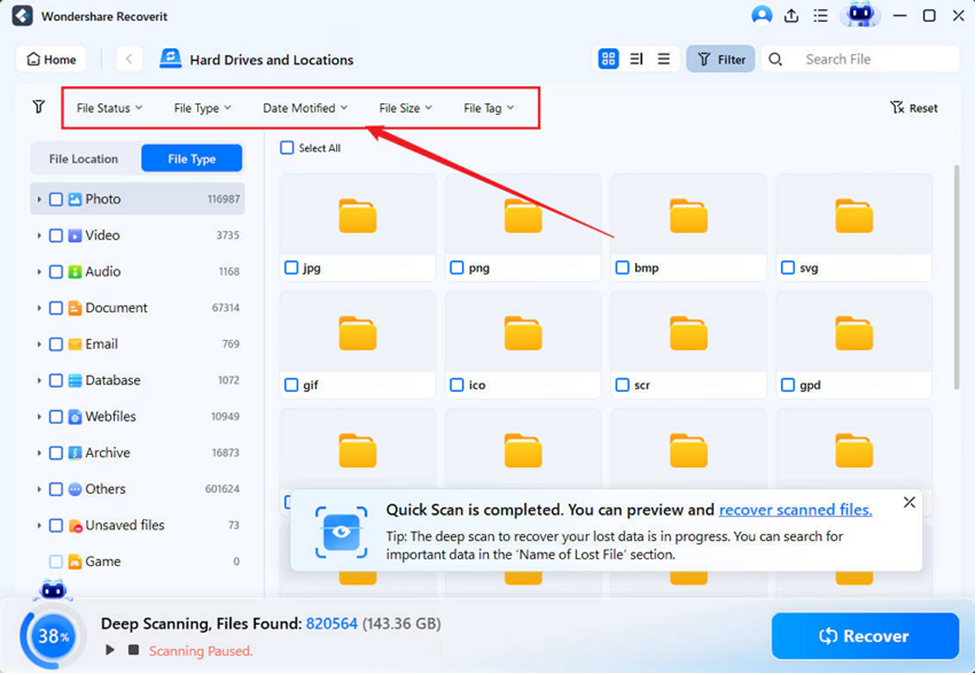 choose files you want to recover