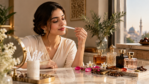 lady smeling perfume